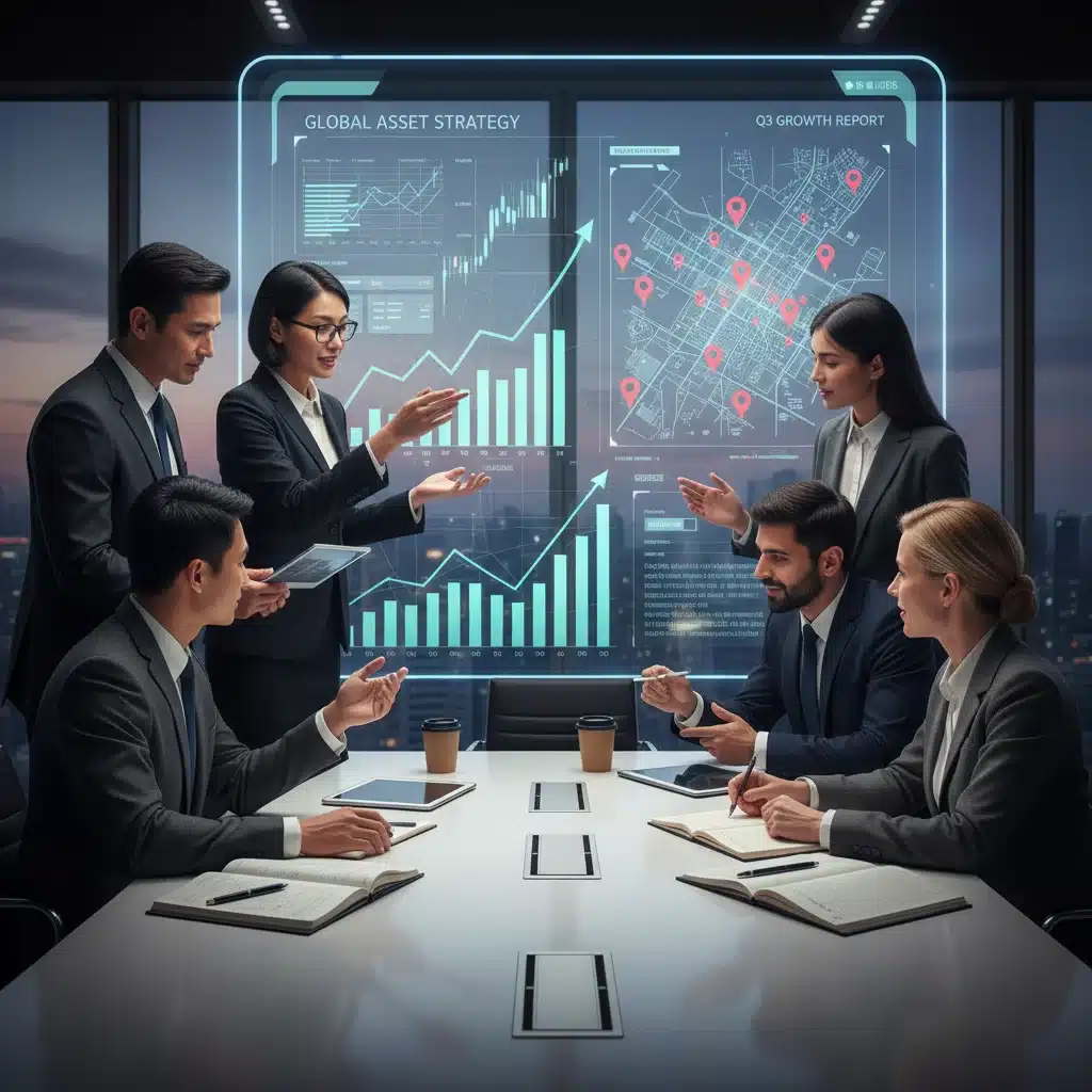 Investors analyzing real estate market data and financial charts for 2026