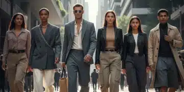 Stylish individuals in modern fashion trends 2026 urban setting
