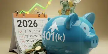 Overflowing 401(k) piggy bank with 2026 calendar, symbolizing maximized retirement savings.
