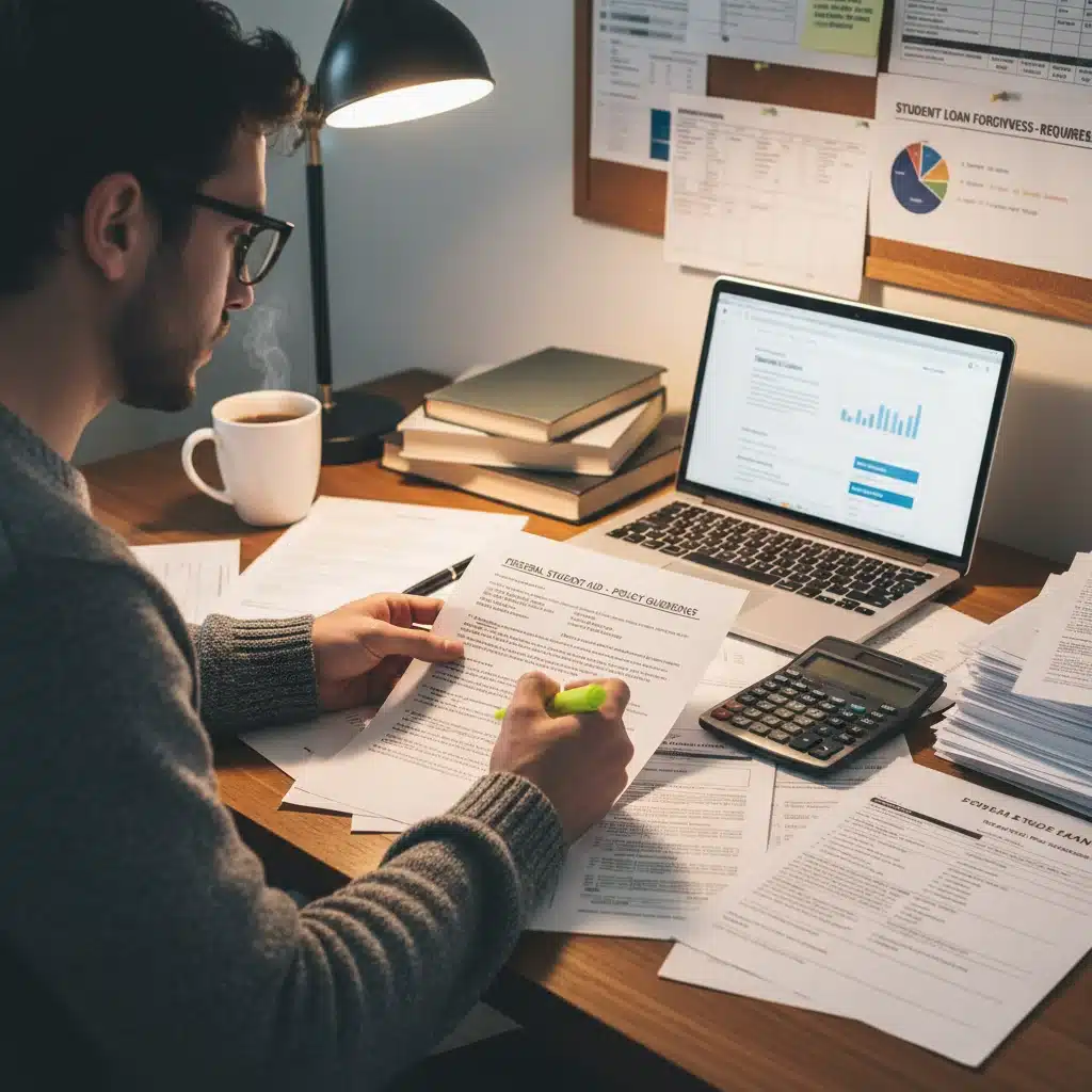 Person reviewing student loan eligibility documents
