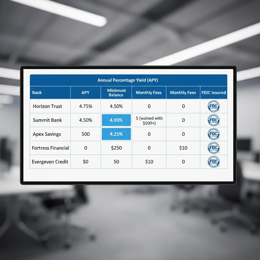 Comparison table of high-yield savings account features from different banks