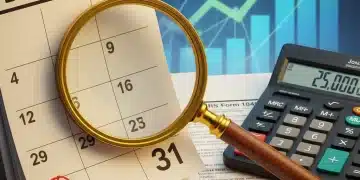 Financial planning calendar with tax documents and calculator for 2026 tax changes
