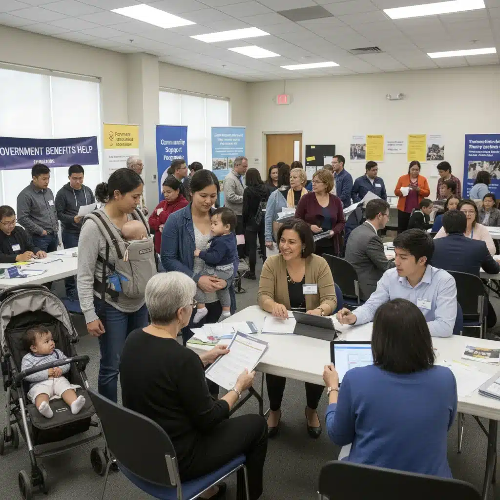 Community members receiving advice on federal benefits from a counselor