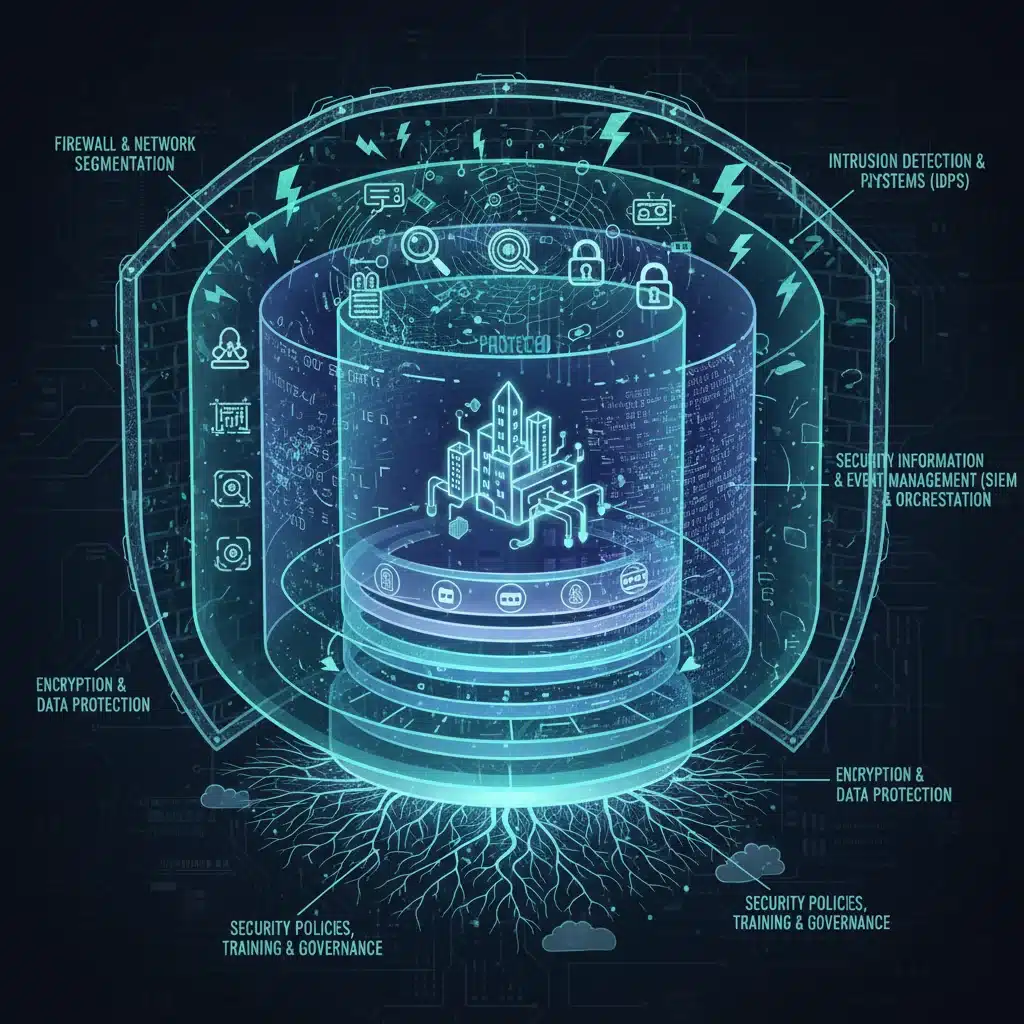 Layered cybersecurity defense architecture diagram
