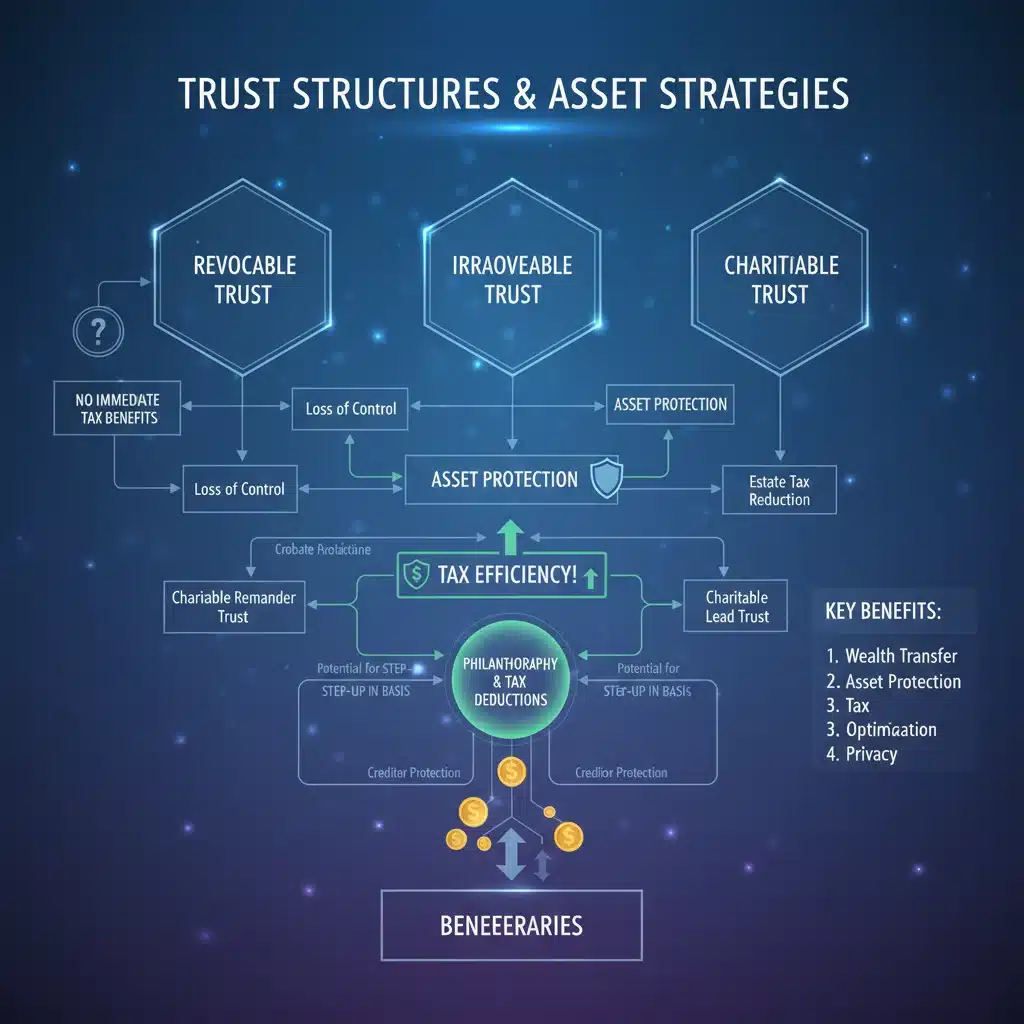 Infographic explaining various types of trusts and their tax benefits