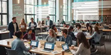 College students studying, discussing federal student aid applications