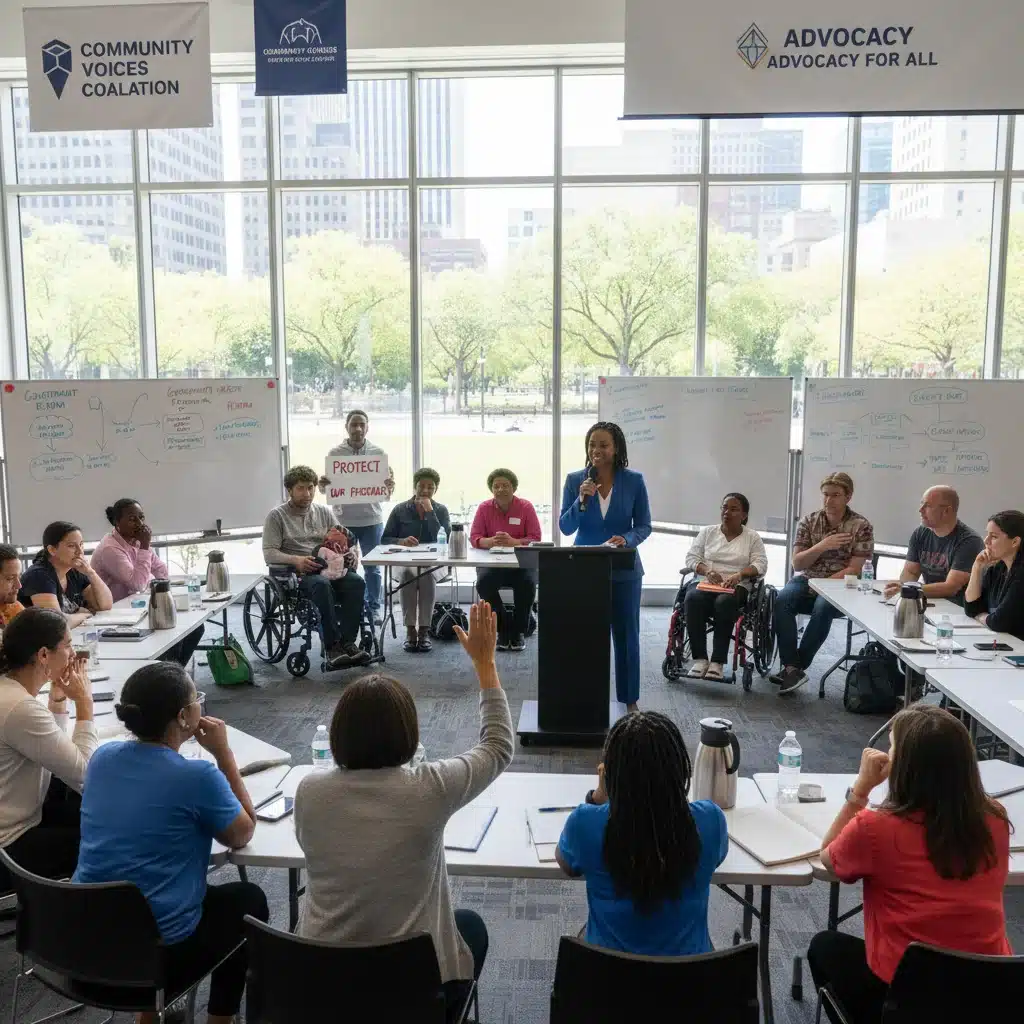 Community members discussing 2026 SNAP policy updates and advocacy efforts