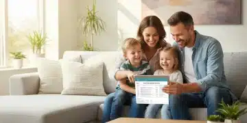 Happy family reviewing financial documents, anticipating Child Tax Credit 2026 benefits.
