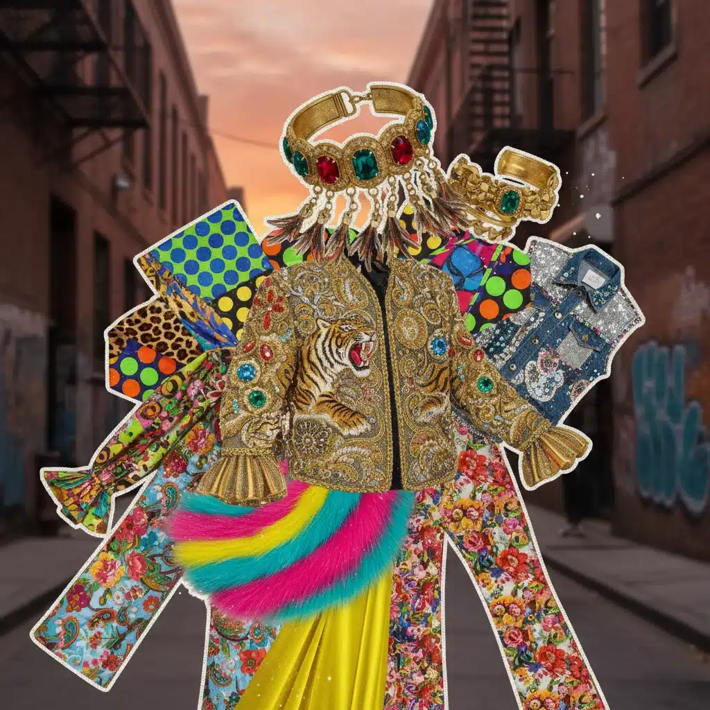 Key elements and bold expressions of maximalist fashion for upcoming fall trends.